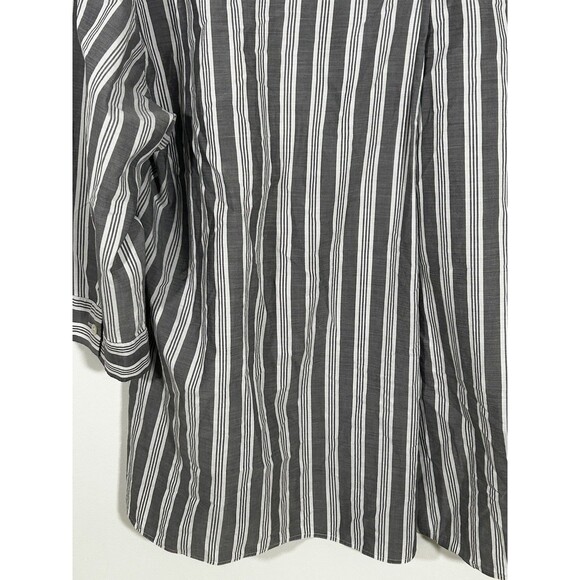Max Mara Studio Top Striped Pullover V-Neck Gray White Pleated Back Size L? XL? - Picture 8 of 8